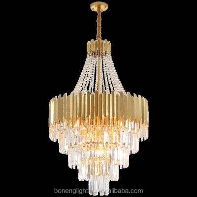 China Large Gold Contemporary Decorative Lighting Fixtures K5 Modern Luxury Crystal Indoor Lighting Pendant Light Chandelier For Indoor for sale