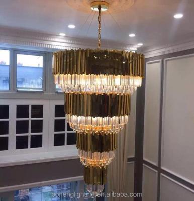 China Large Modern Restaurant Lobby Project Luxury Decoration Modern Gold Crystal Chandelier for sale