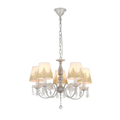 China Contemporary Modern European Style Crystal Deco Ivory and Gold Metal Finish Chandelier Pendant Lamp for Home for sale