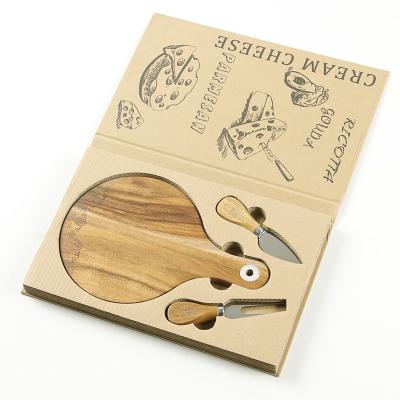 China Viable Wholesale High Quality High End Books Gift Wrapped Bamboo Cheese Board and Cheese Board Knife for sale