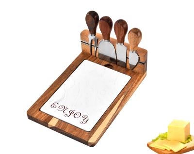 China Workable Wholesale Marble Cheese Board Cheese Board and Ceramic Knife Set for sale