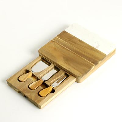 China Wholesale Viable High Quality Gold Cheese Walnut Kitchen Wooden Cheese Board Ceramic Knife for sale