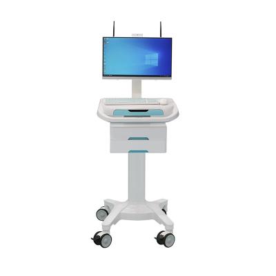 China Red Medical Cart Hospital Modern ABS Physician Computer Trolley Crash Emergency Cart Computer Trolley Red Medical Cart for sale