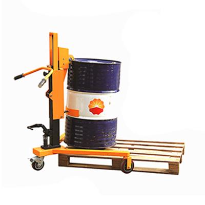 China Factory Wholesale Construction Material Stores Oil Drum Hydraulic Carrier Mechanical Drum Pusher 350kg Stacker for sale