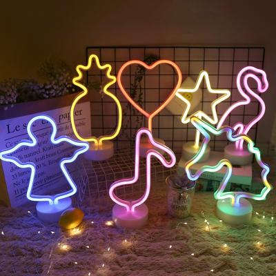 China Heart 3AA Table Light Warehouse Custom Battery Operated Led Neon Lamp for sale