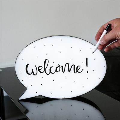 China Indoor factory new design Table lamp led light box mini protable message board DIY led message writing board for sale