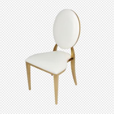 China Modern Stainless Steel Gold Frame Metal Banquet Chair White Wedding for sale