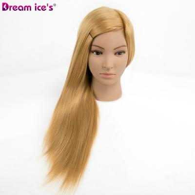 China Cheap synthetic styrofoam mannequin head factory price 20inch hair training doll manekin head for lesson and exam on sale for sale