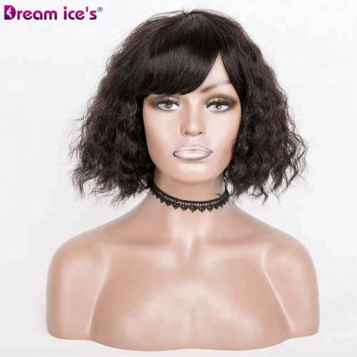 China Dream.Ice Wave Natural Deep Wave Brazilian Virgin Hair Wigs Short Dangle Hair Wigs For Black Women for sale