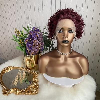 China Cheap XISHIXIU Pixie Cut Short Curly Human Hair Wigs Curly Loop Hair Under Transparent Lace Wigs For All Women Human Wigs 10A for sale