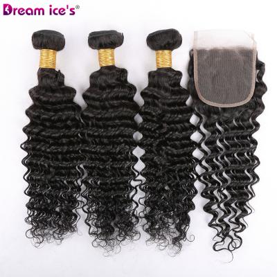 China 2019 Brazilian Curly Jerry Curly 100% Brazilian Virgin Remy Hair Best Selling 3 Weft Bundles With Closure 8