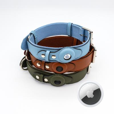 China Competitive Price Waterproof High Quality Faux Stocking PVC Padded Leather Leash And Small Dog Airtag Pet Collar for sale