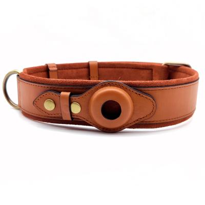 China Padded Adjustable Custom Dropshipping Gps Training Leather Dog Collar Set Genuine Leather for sale