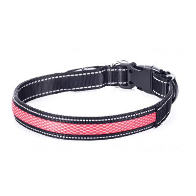 China Wholesale Rechargeable Safety Accessories Pet Padded Reflective Led Nylon Dog Collar With Led Light for sale