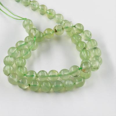 China Jewelry Making Natural AA Prehnite Gemstone Smooth Polished Round Loose Beads For Jewelry Craft Making 15.5 Inch Strand for sale