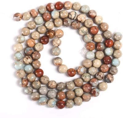 China Jewelry Making Wholesale Aqua Terra Jasper Beads for Jewelry Making Natural Aqua Terra Jasper Round Loose Beads 15.5