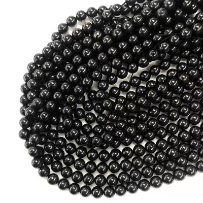 China Jewelry Making DIY Top Quality Natural Russian Shungite Round Stone Beads For Jewelry Making Healing Crystals To Loosen Gemstone Beads for sale