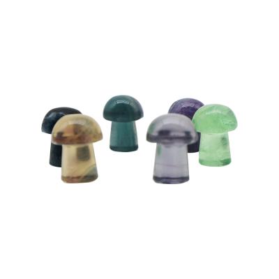 China Feng Shui Natural Fluorite Massage Stones For Home Decor Gifts Chakra Mushroom Shape Healing Crystal for sale