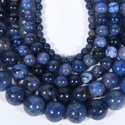 China DIY Jewelry Making Hot Selling Beads For Jewelry Making Natural Smooth Blue Dumortierite Gemstone Loose Beads 4mm 6mm 8mm 10mm for sale