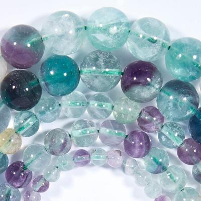 China Natural Gemstones Wholesale Natural Fluorite Gemstone Loose Beads For Jewelry Making DIY Handmade Crafts 4mm 6mm 8mm 10mm 12mm for sale