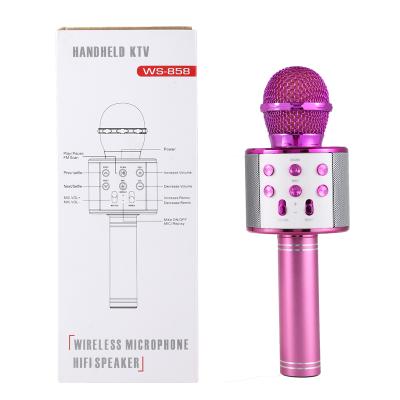 China 2018 Handheld Microphone Ware Mini Speaker 858 Portable Radio Karaoke Microphone for sale