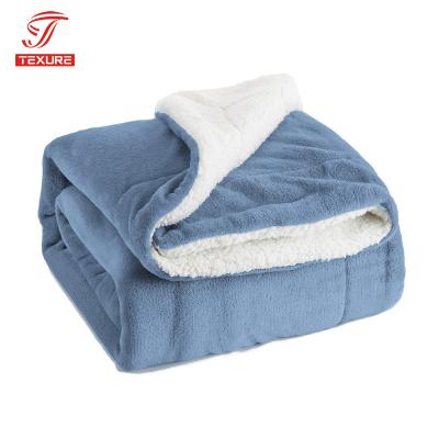 China Anti-pilling Comfort Double Layer Soft Sherpa Throw Blanket For Bed Home Couch Outdoor Travel Use for sale