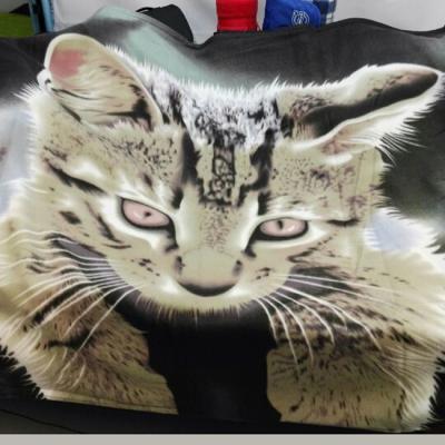 China Anti-pilling 3D Cat Print Design Polar Fleece Travel Cover Blanket for sale