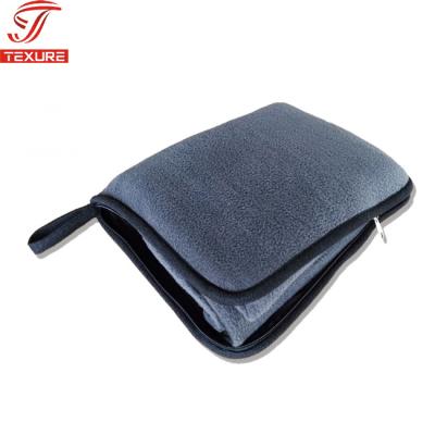 China Anti-pilling Promotional Multifunctional Fleece 2 in 1 Pillow Cover Travel Blanket With Zipper for sale