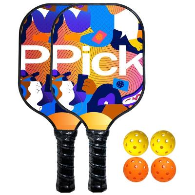 China Comfortable UV Carbon Fiber Body PP Honeycomb Printing Grip Customized Logo Rachet Outdoor Sport Pickle Ball for sale