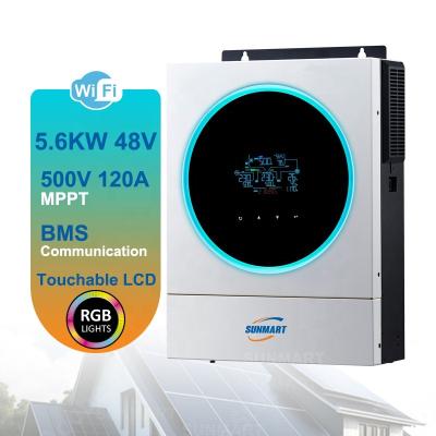 China 5000w Pure Sine Wave Power Hybrid Solar Inverter 5KW With MPPT Load Controller 5kva 5.6KW 48V 220V Off Grid Inverters 115 x 300 x 400 mm for sale