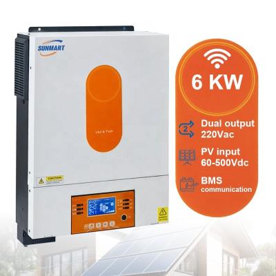 China 6000W power ibrido 48v 6kw 6kva invert solar hybrid inverter with dual output 115 x 300 x 435 mm for sale