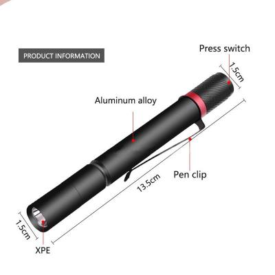 China New Design Hotselling Camping Hand Light XPE 150 Lumen IPX-5 Waterproof With Pen Clip 13cm Hand Lamp Mini Flashlight for sale