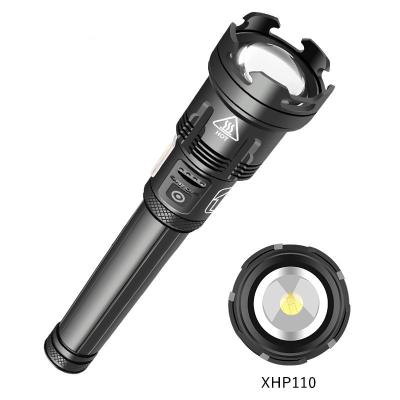 China New Camping Flashlight Torches Led Bulb XHP110 COB LED 2*26650 Battery USB Charging Flashlight 3000LM for sale