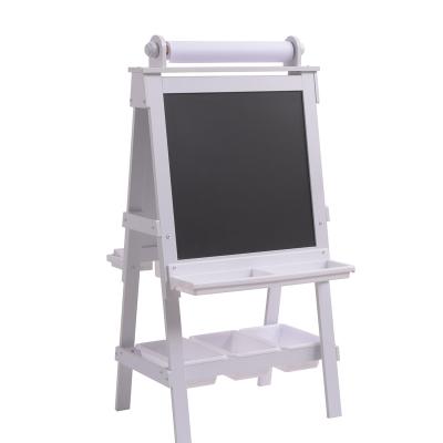 China Modern Kids Double Sided Art Chalkboard Kids Wooden Magnetic Easel With Paper Roll for sale