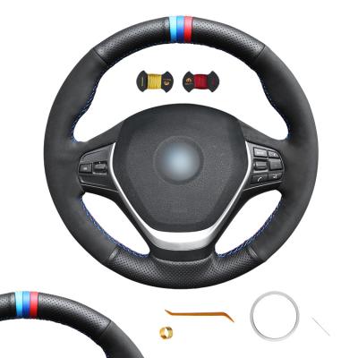 China Customize Black Suede 3-Spoke Steering Wheel Cover para BMW F20 F30 F31 F34 2012-2018 à venda