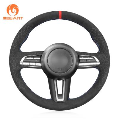 China Custom Soft Embossed Athsuede Steering Wheel Cover for CX-3 Mazda 3 Axela 2019-2023 for sale