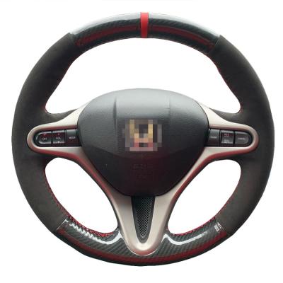 中国 ホンダ・シビック 8th Gen 2006-2011用のブラウンエース・スエード 手縫いステアリングホイールカバー 販売のため