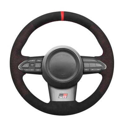 China Perfectly DIY Fluffy Faux Suede Steering Wheel Cover for Toyota Yaris Cross GR 2020 2021 2022 for sale