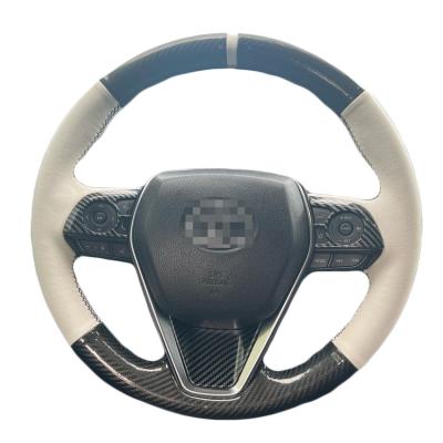 China Custom Hand Stitching Leather Carbon Steering Wheel Cover for Toyota Corolla RAV4 Avalon 2019-2020 Camry 2018-2020 for sale