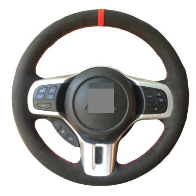 China Accessoires Wrap Hand Sewing Black Suede Steering Cover voor Mitsubishi Lancer 10 EVO Evolution Te koop