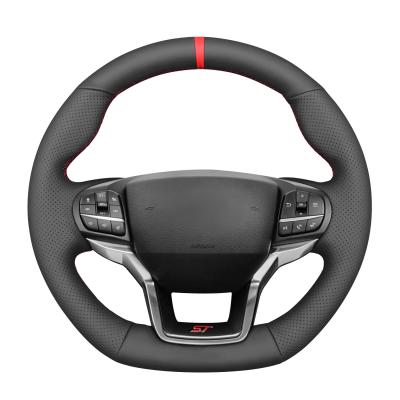 China MEWANT Hand Stitching Genuine Leather Steering Wheel cover for Ford Explorer ST ST-Line Timberline 2020 2021 2022 2023 2024 for sale