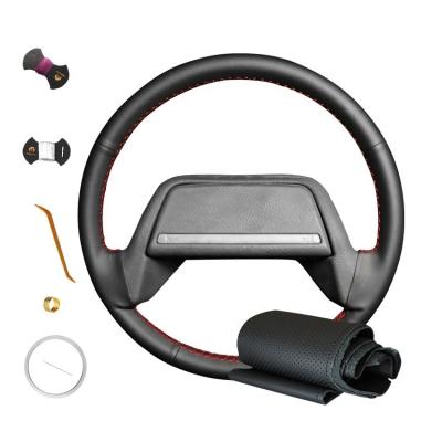 China For Lada 2108-2115 Design Black Leather DIY Handing Sew Steering Wheel Cover for sale