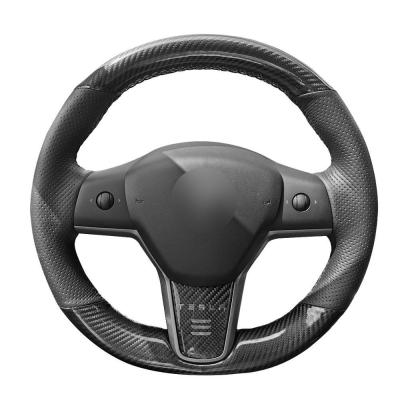 Chine Couverture du volant couture à la main en cuir en fibre de carbone parfaitement adapté à la Tesla Model 3 Model X S Y 2013 2014 2015 2016 2017 2018 à vendre