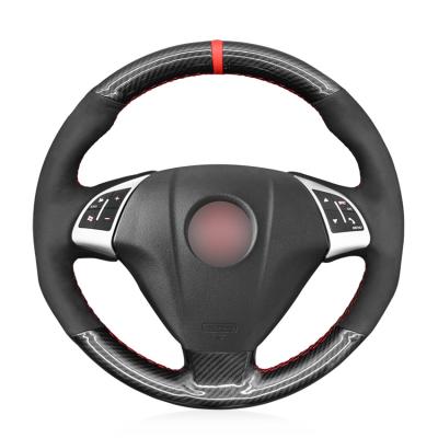 China Hand Red Stitching Suede Carbon Steering Wheel Cover voor Fiat Bravo Linea Grande Punto 2005 2006 2007 2008 2009 2010 2011 Te koop