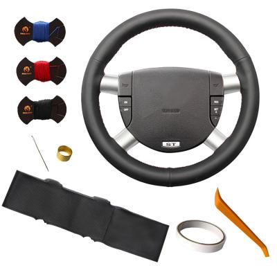 China Custom Hand Sewing DIY Black Genuine Leather Design Steering Wheel Cover For Ford Mondeo Mk3 2002 2003 2004 2005 2006 for sale