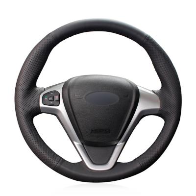 China Diseño de cuero negro Revestimiento de volante DIY para Ford Fiesta 2008 2009 2010 2011 2012 2013 Ford Eco Sport 2013 2014 2015 2016 en venta