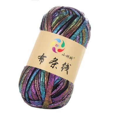 China Beautiful Fancy Yarn Color Polyester Yarn 2.5CM Width 100% T-shirt Yarn For Hand Knitting Yarn For Handbags for sale