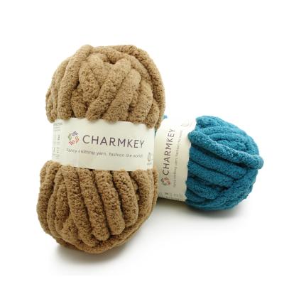 China Charmkey Chenille Yarn 2cm Bulky Polyester Yarn 100% Polyester Yarn For Hand Knitting Blanket for sale