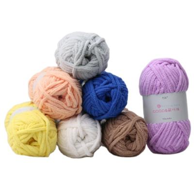 China Super Soft 100% Chenille Yarn Charmkey Polyester 5mm Chenille Yarn For Hand Knitting for sale