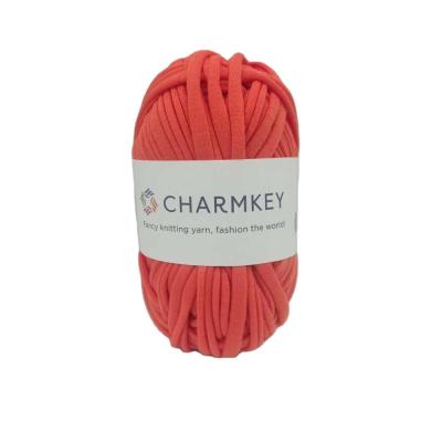 China Wholesale Recycled Charmkey Price Solid Polyester Fancy T-shirt Bright Yarn Crochet For Knitting Baby Clothing Soft Free Sample for sale